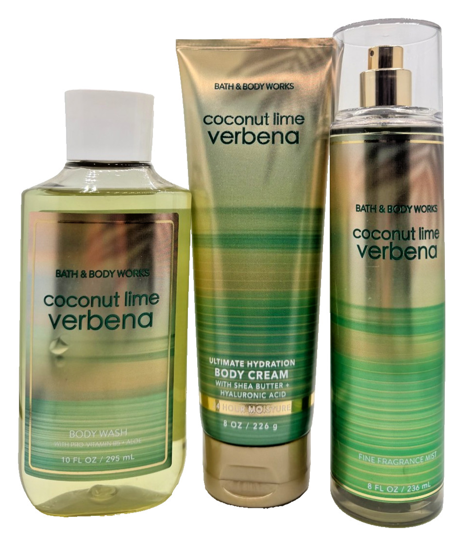 Bath & Body Works Lot of 3 Bottles Coconut Lime Verbena Body