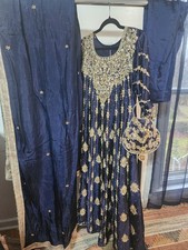 Navy Blue Long Gown Pakistani Eid Wedding M