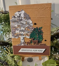 STAMPIN UP CARD KIT - TREES DEER GRATEFUL FOR YOU CARD KIT MAKES 4 LL-66