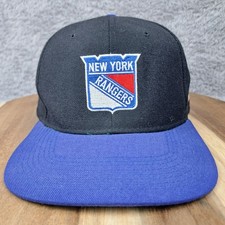 Vintage New York Rangers Hat Cap Snap Back Black Logo NHL Hockey Starter Wool