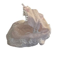 Vintage 1985 Sylvanian Families Pink Lace Baby Bassinet Epoch Doll Furniture