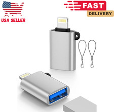 2 Pack Lightning to USB 3.0 OTG Adapter for iPhone 14 13 12 11 iPad Flash Drive