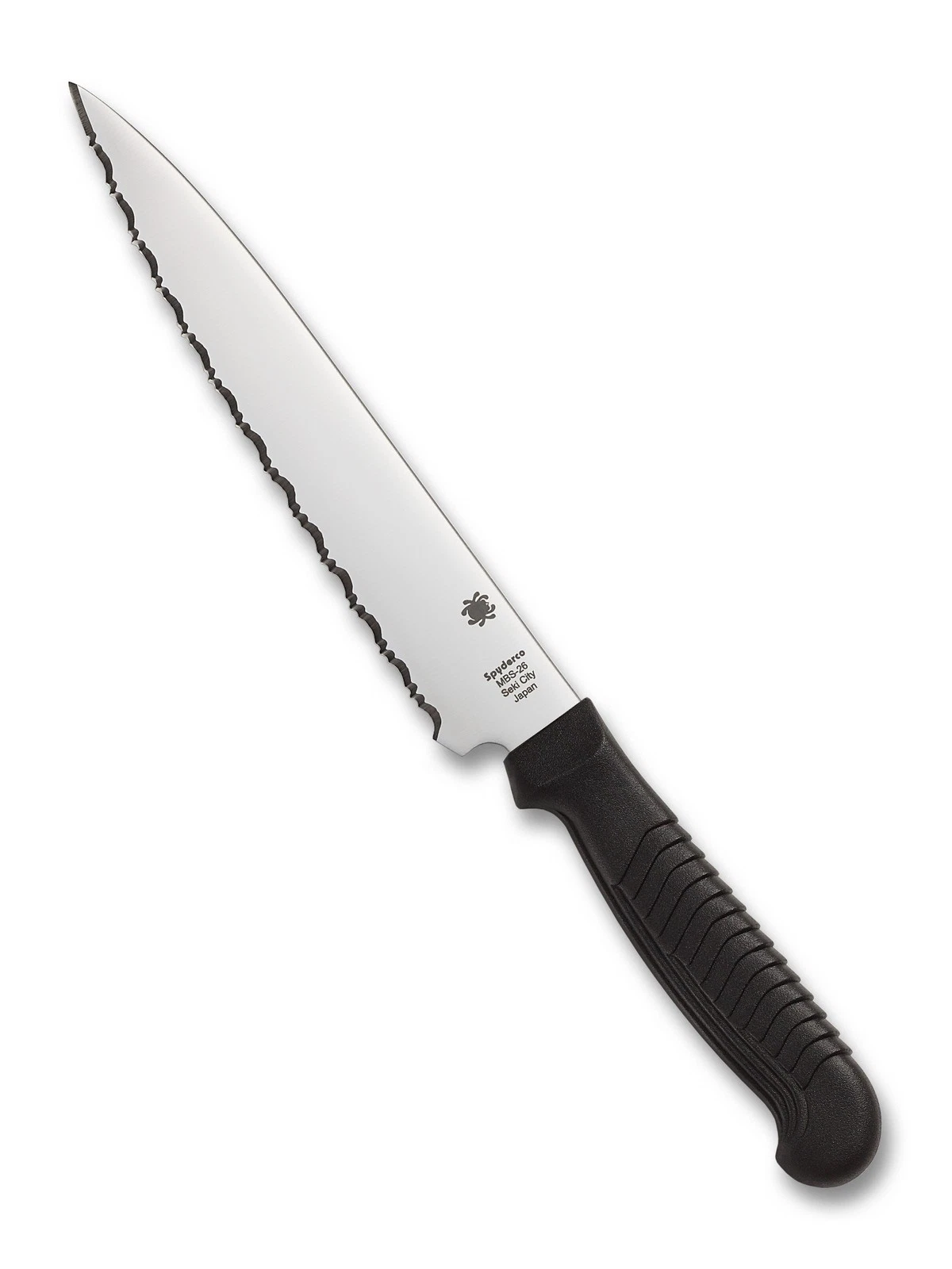Spyderco Kitchen Utility Knife 6.5" Serrated Stainless Blade - Black K04SBK