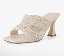 Elegant Beige Women's Heeled Sandals Mule Women  s Size 9