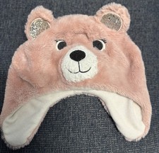 The Children  s Place Toddler Girls pink bear-ear winter hat.