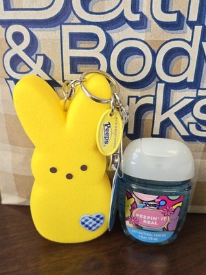 2 pc. set Bath & Body Works PEEPS Yellow Bunny Pocketbac Holder & Sanitizer NEW 