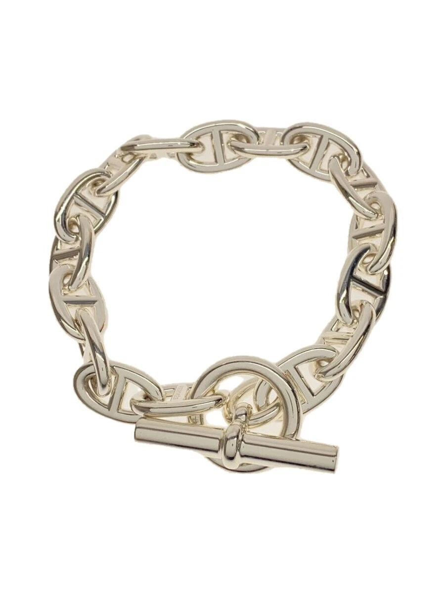 HERMÈS Bracciale Hermes Shene d'Ancre TGM 16 Click Argento SV925 Uomo Ottimo