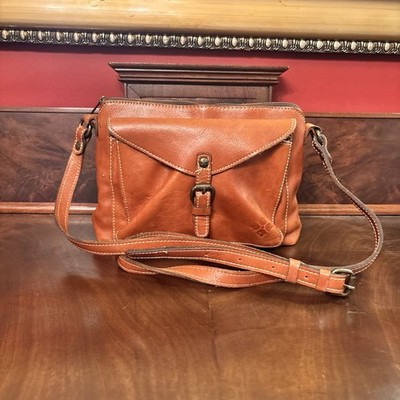 Patricia Nash Avellino Crossbody Bag Smooth Leather Chestnut Brown Flap Purse