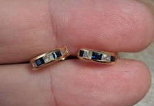 BOUCLES D'OREILLES OR 18 K PIERRES BLEUES ET BLANCHES
