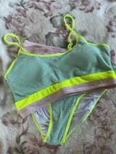 New Women s Multicolor Size Large Textured Bikini Set