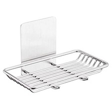 Self Adhesive Bar Soap Dish for Shower, Bathroom Soap Holder Wall Mount Silver