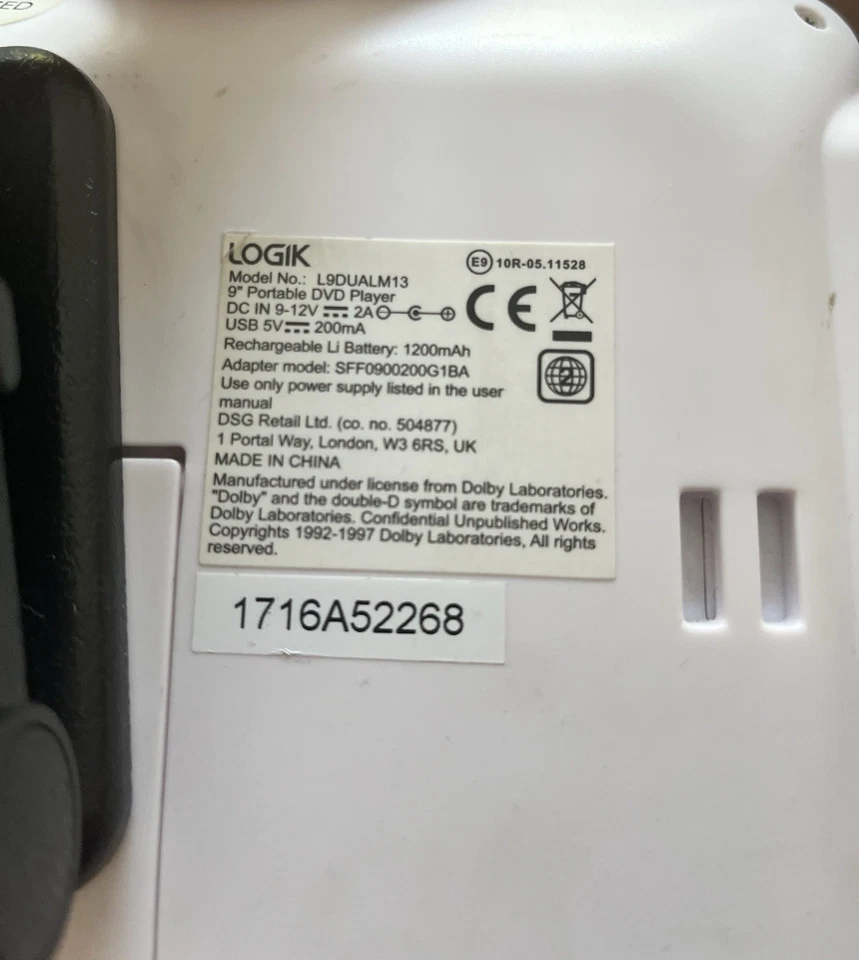 Logik Portable DVD Player Dual Screen Car or Home - Image 2 of 2