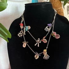 Uno de 50  Silver Multi Chain Charm Necklace