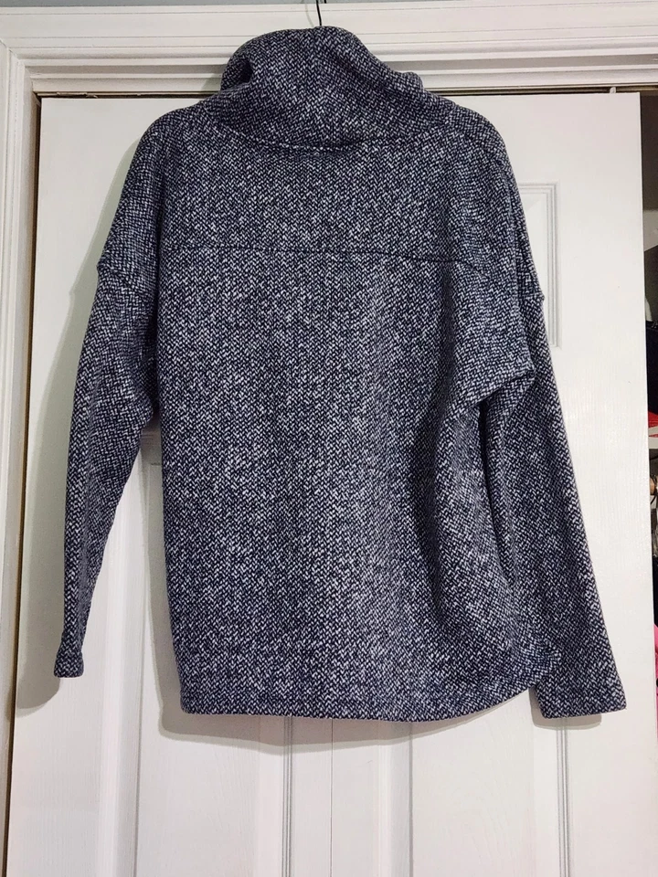 Suéter Columbia Azul Capucha Cuello Pesado Grueso Tejido Mujer Talla Grande L Foto 2 de 3