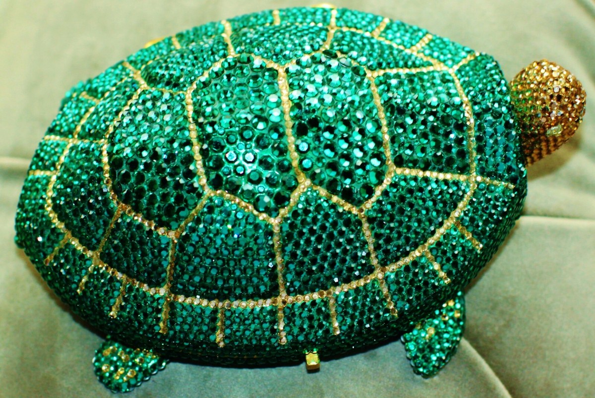 Cute Turtle Keychain With Rhinestones - Sparkling Handbag Charm & Key Ring Accessory, Green - View #4