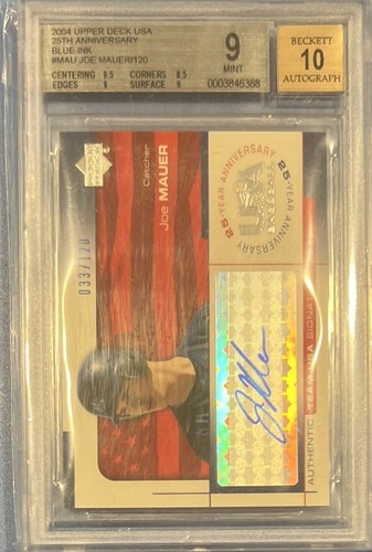 2004 Upper Deck Joe Mauer RC Auto /120 HOF 25 Anniversary BGS 9/10 Mint