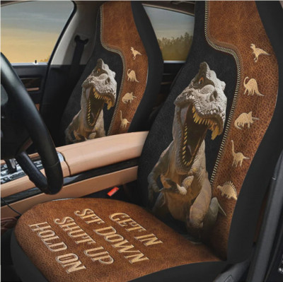 Dinosaurs Pattern Get In Sit Down Shut Up Hold On Car Seat Covers (set of 2)