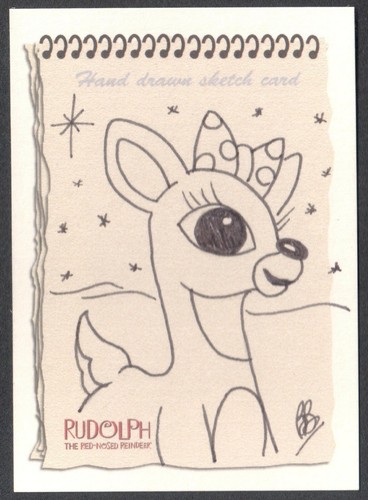 RUDOLPH THE RED-NOSED REINDEER Sketch Card DART FLIPCARDS 2001 of Clarice - Picture 1 of 3