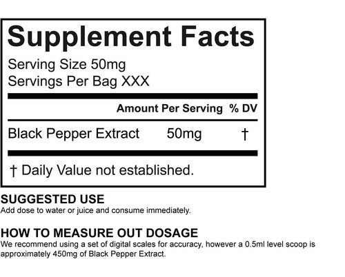 Estratto di Pepe Nero in Polvere 95% Piperina Estratto di Erbe REDWELLS - Confezione da 100g - Foto 3 di 3