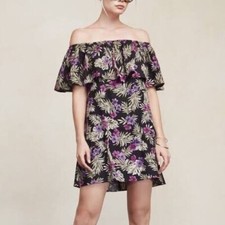 Reformation Nashville Linen Off Shoulder Dress Lanai Tropical