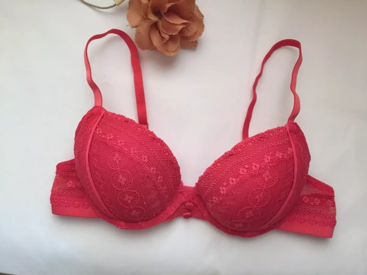 Label teared Bra size it 3b us 34b eu 75b padded underwired Red