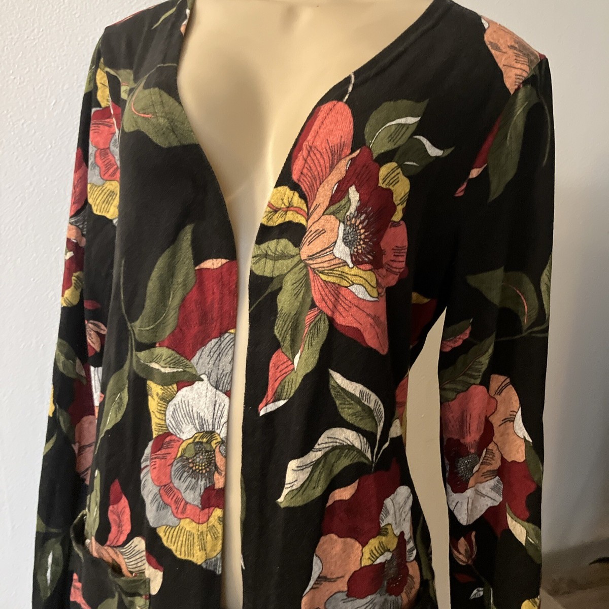 Available Angela Fashion Floral Cardigan S Elbow Pad Back Buttons
