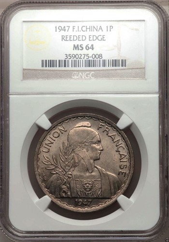 F005 1947-A French Indo China Piastre NGC MS64, KM-32.2 Paris mint