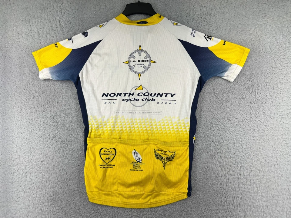 Voler Cycling Jersey Adult Large Yellow White San Diego 1/2 Zip Pockets Poly - Image 2 of 4