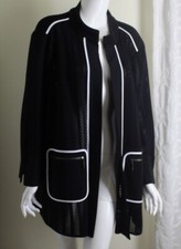 Exclusively Misook Sz 2x Black Artful Mesh 3/4 Sleeve Acrylic Knit Jacket Blazer