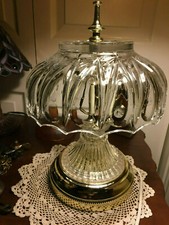 Vintage Antique Heavy Pressed Glass Bedside Table Lamp 1011119 A