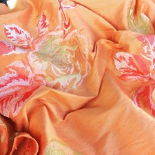 Tissu  soie SAUVAGE BRODÉE exceptionnelle ameublement vendue au mètre 