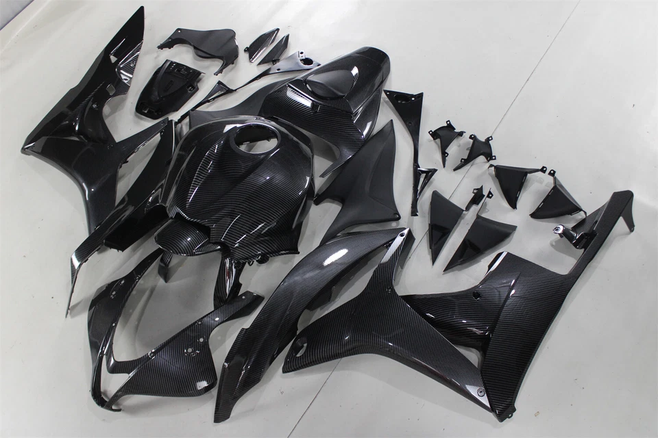 Kit de carenado ABS pintado de fibra de carbono negro carrocería para Honda CBR600RR 2007-2008 Foto 4 de 4