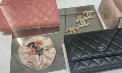 Auth Chanel Pearly Beige CC Logo Silk Scrunchy/ Hair  display picture 1