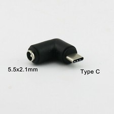 USB 3.1 Type-C Male to 5.5 x 2.1mm Right Angle Female DC Power Charger Adapter