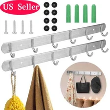 6 Hooks Wall Mount Key Bag Towel Rack Hanger Holder Coat Robe Hat Clothes Rack
