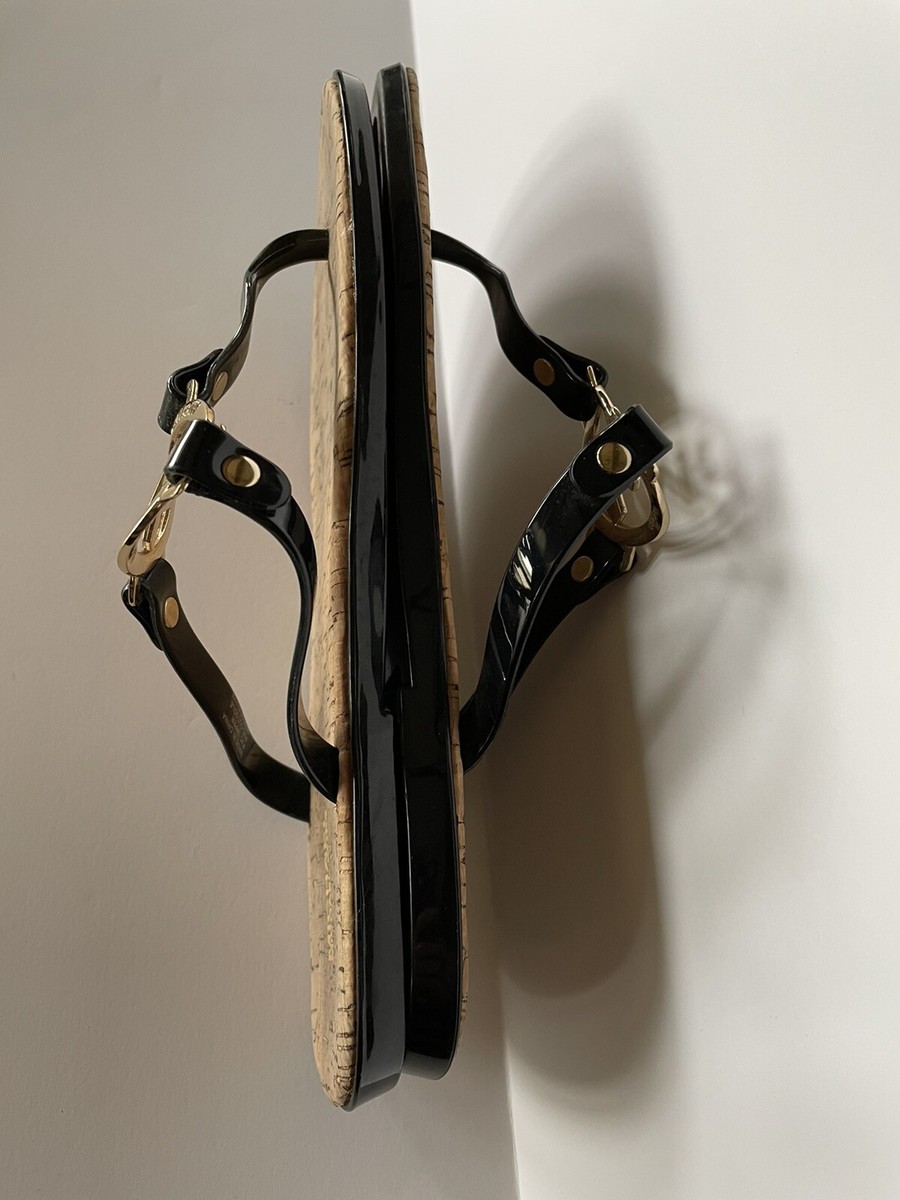 Michael Kors Black Strap Flip Flops with Cork-Pattern Footbed Y2K Michael Kors Women main image 3