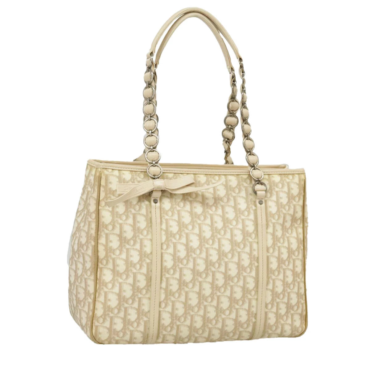 Sac à main romantique Christian Dior Trotter PVC beige authentique 100941
