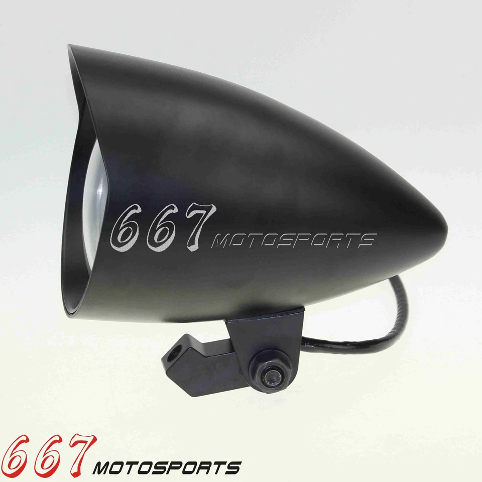 Tri-Bar Bullet Headlight For Harley Sportster 1200 883 Chopper Bobber Big Twins - Image 3 of 4