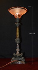 Seltene 19. Jh. Kunsthandwerk Bronze Kirche Altar Lampe viktorianisch kirchlich L/E