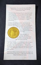 Monte Carlo Casino Grand Opening Token 1996 NOS
