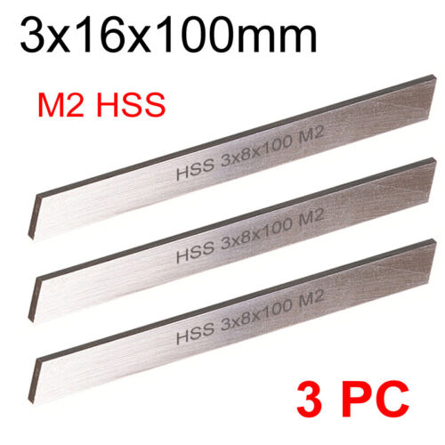 3 PC HSS Parting Off Blade 3x16x100mm M2 High Speed Steel Fully Gound Tool Bits - Picture 1 of 2