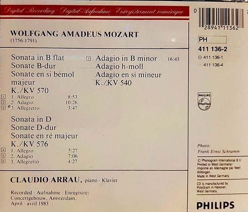 MOZART - Mozart: Piano Sonatas Kv 570 & 576, Adagio Kv 540 - CD - *Excellent* - Picture 4 of 4