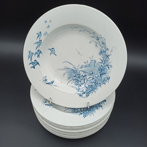 12 ASSIETTES CREUSES EN FAÏENCE DE GIEN Modèle PAYSAGES - Foto 3 di 21