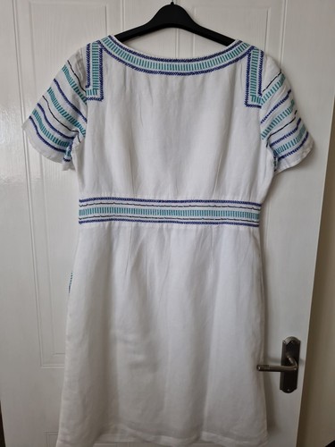 Womens Lined White Linen Shift Dress, Per Una, M&S, Size 16, VG Con - Picture 3 of 3