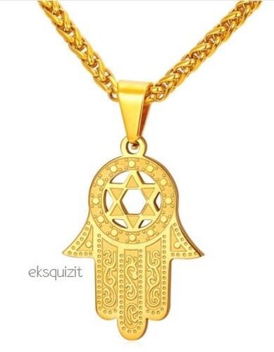 FATIMA PENDANT NECKLACE 24k GOLD PLATED 