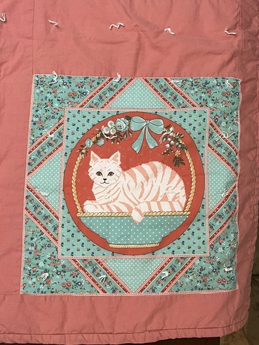 Trapunta coperta fatta a mano bambino bambina 40” x 41” coniglietto coniglietto gattino gatto - Foto 3 di 4