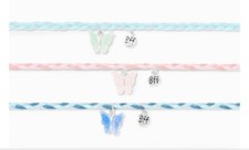 Claire  s Pink Blue Glow In The Dark  braided butterfly Choker Bff necklace Set