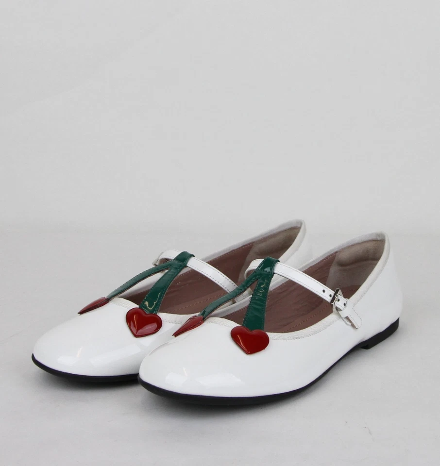 Pisos de ballet Gucci niña junior charol blanco con corazones 35 433190 9072 Foto 2 de 4