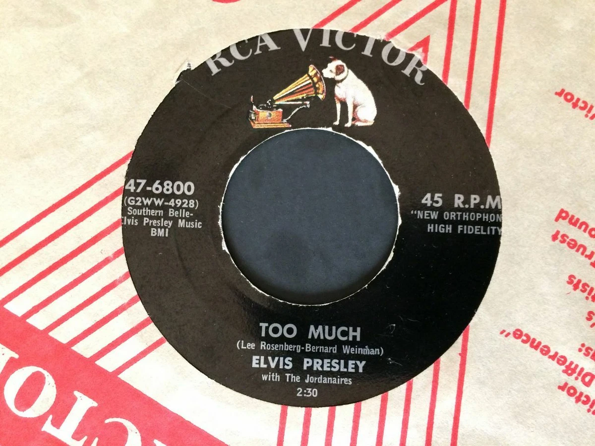 Elvis Presley 45s, "Too Much/Playing For Keeps" RCA , 1957, 47-6800, VG