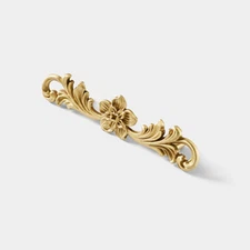 3.7"  Peach Blossom Golden Floral Brass Wardrobe Door Handle Knob Pull Handle